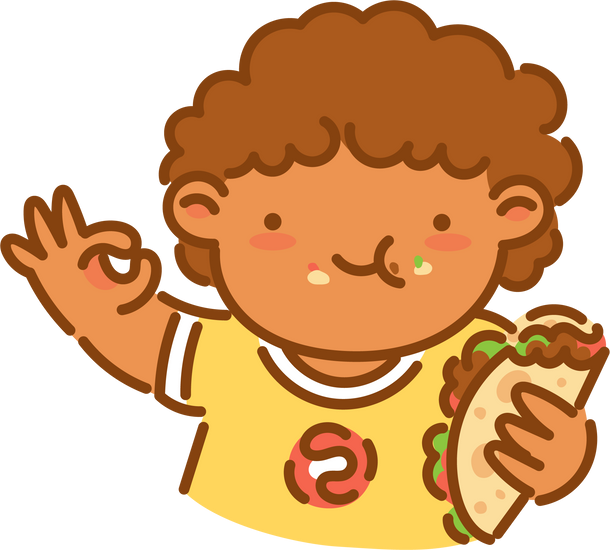 Boy Eating Taco Cute Children Illustration